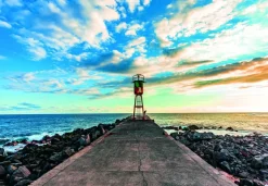 Bluebird - Legpuzzel - De Pier en de Vuurtoren van Saint Pierre, Reunion Eiland - 1000 stukjes
