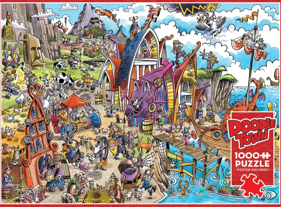 Cobble Hill - Legpuzzel - Doodle Town - Viking Village - 1000 stukjes