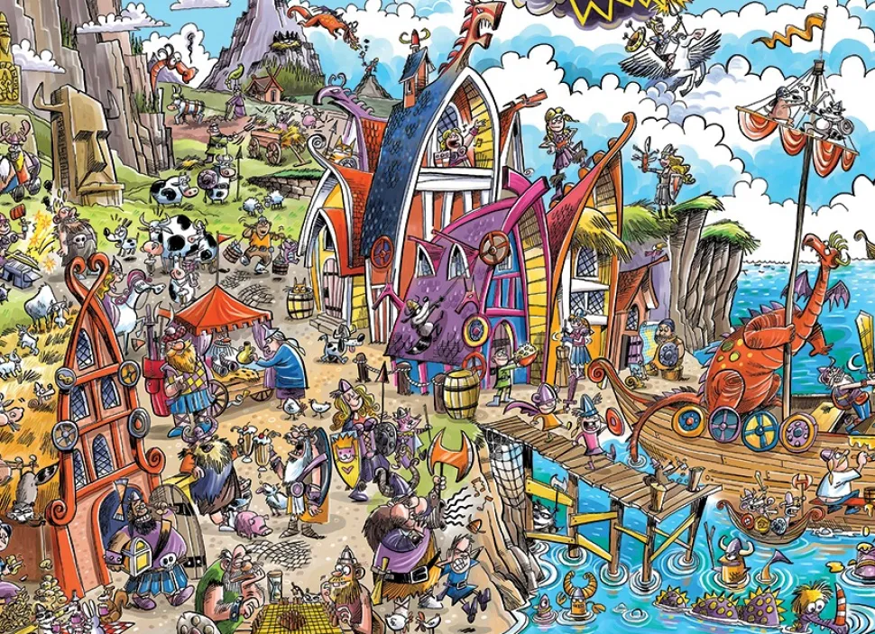 Cobble Hill - Legpuzzel - Doodle Town - Viking Village - 1000 stukjes