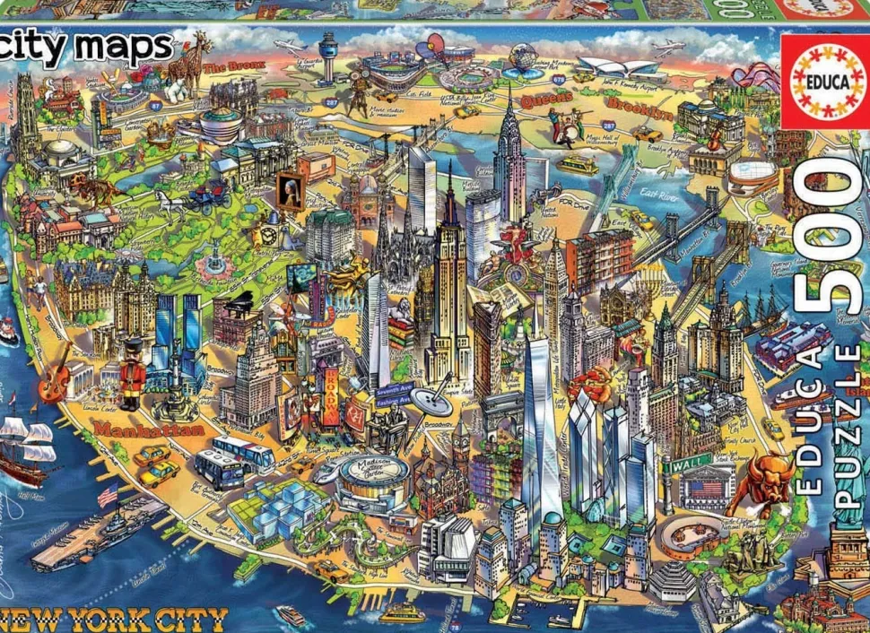 Educa - Legpuzzel - Kaart van New York - 500 stukjes