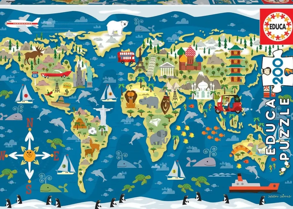 Educa - Legpuzzel - Mapa Mundi - 200 stukjes