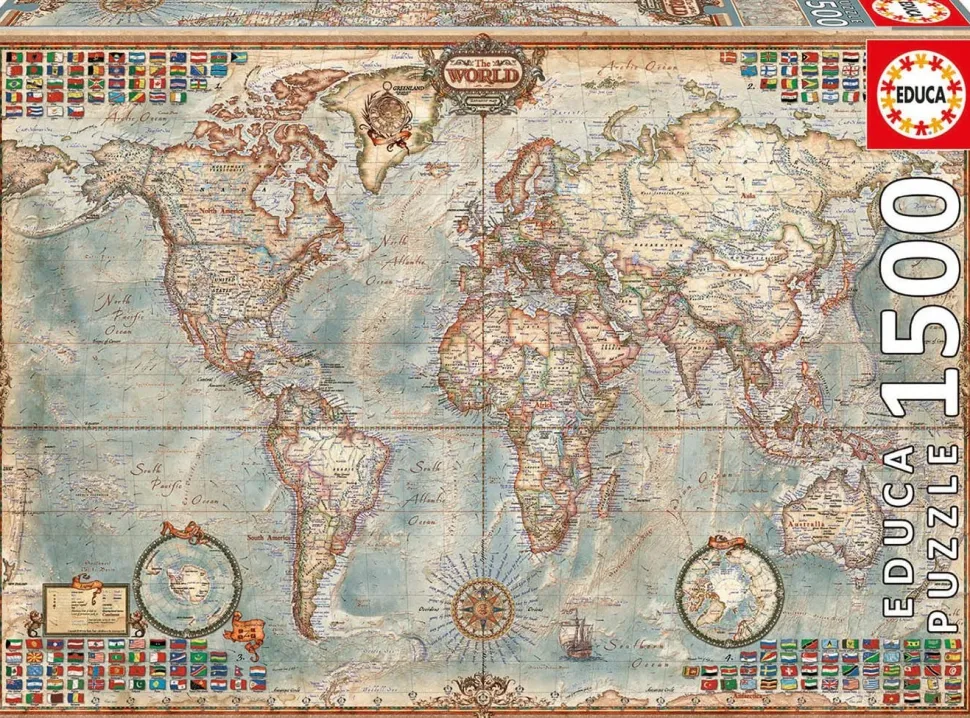 Educa - Legpuzzel - Politieke Wereldkaart - 1500 stukjes