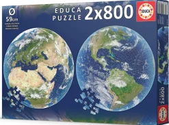 Educa - Legpuzzel - Wereld (Rond, 2x) - 2 x 800 stukjes