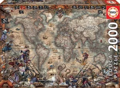 Educa - Legpuzzel - Wereldkaart Piraten - 2000 stukjes