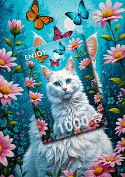 Enjoy - Legpuzzel - Witte Kat - 1000 stukjes