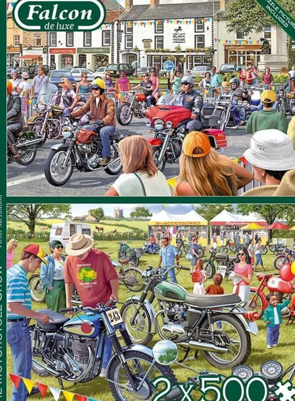 Falcon de Luxe - Legpuzzel - The Motorcycle Show - 2 x 500 stukjes