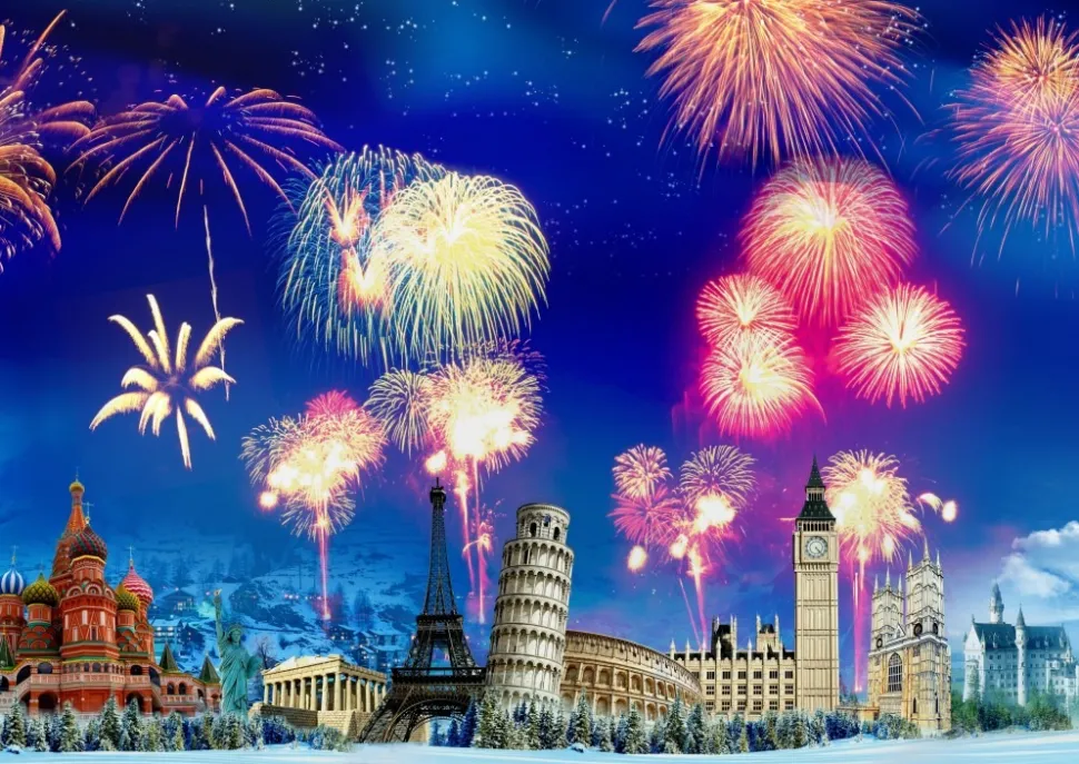 Grafika - Legpuzzel - Silvester Overal ter Wereld - 2000 stukjes