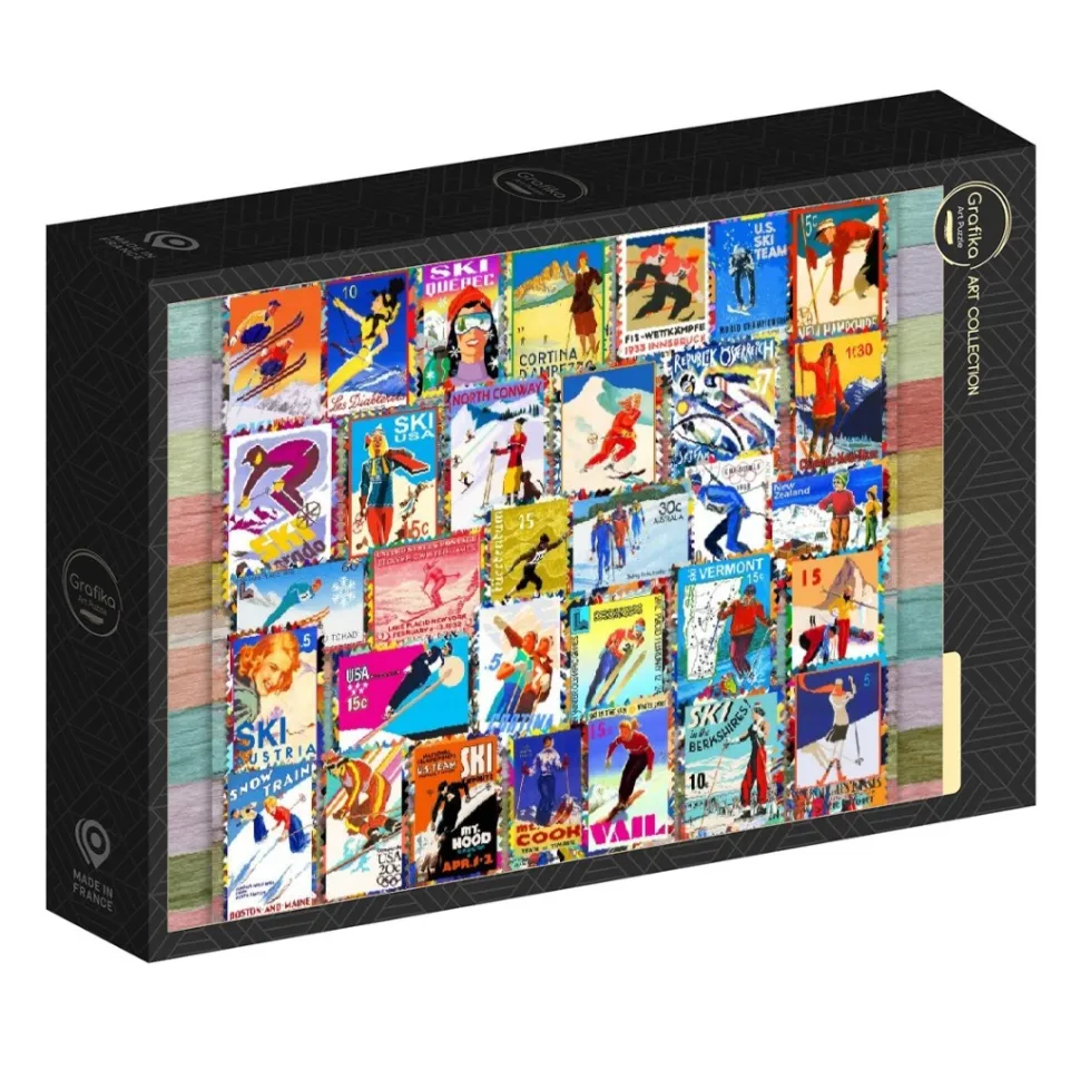 Grafika - Legpuzzel - Ski Stamp Posters - 1000 stukjes