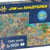Jumbo - Jan van Haasteren - Legpuzzel - De Muziekwinkel en Vakantiekriebels - 2 x 1000 stukjes