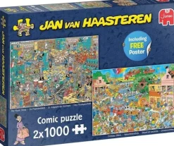 Jumbo - Jan van Haasteren - Legpuzzel - De Muziekwinkel en Vakantiekriebels - 2 x 1000 stukjes