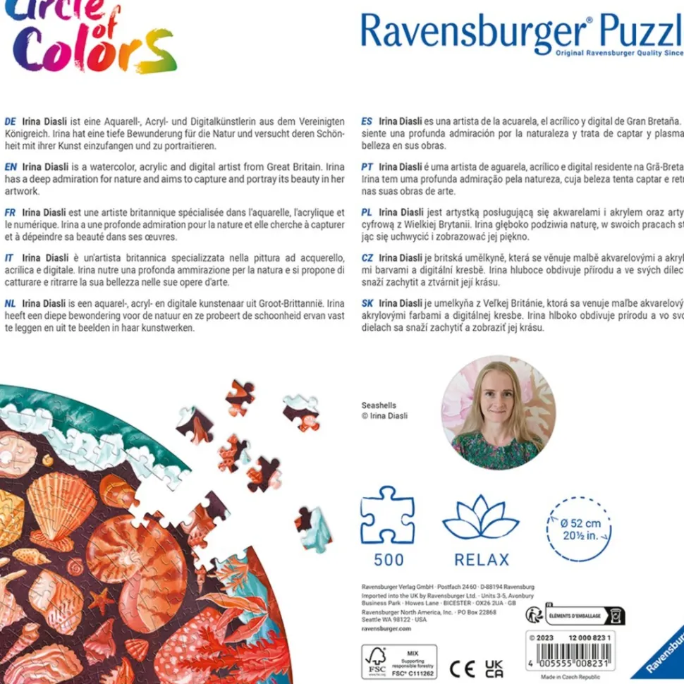 Ravensburger - Legpuzzel - Round puzzle - Seashells (Circle of Colors) - 500 stukjes